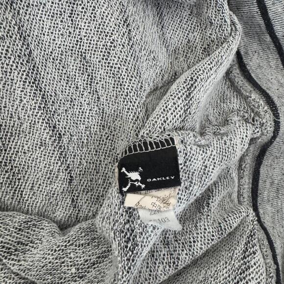 Y2K Oakley Quarter zip Hoodie Men size M Striped Skate 2000s Fleece Relax Gray - Picture 8 of 10